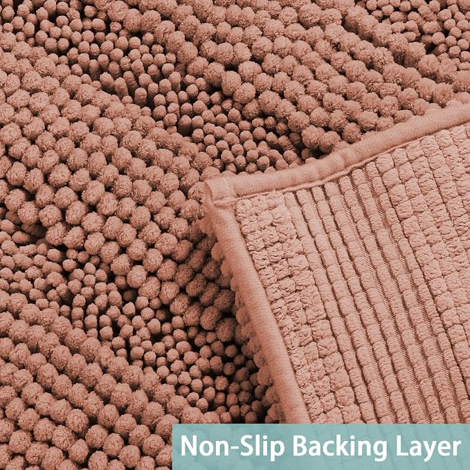Turquoize Chenille Bath Rugs Shaggy Bathroom Rugs Non Slip Bath Mat - Image 4