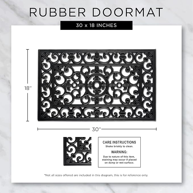 DII Rubber Doormats Collection All Weather, Welcome Scroll - Image 3