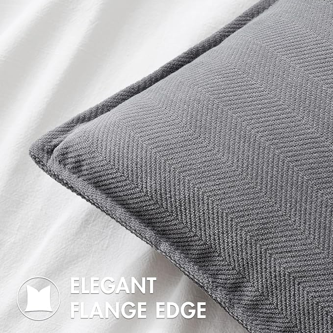 MIULEE Pack of 2 Grey Decorative Pillow Covers 20x20 Inch Soft Chenille - Image 2