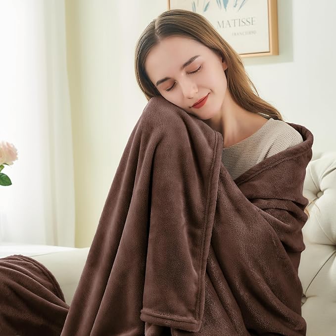 BEDELITE Fleece Blankets Queen Size Brown Throw Blankets - Image 3