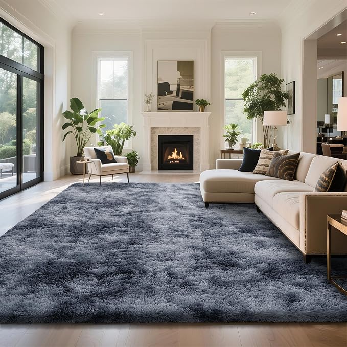 yongyangjuxin Fluffy Rug Shaggy Area Rug, Mottling Dark Grey 10x14 Area Rugs by Yongyangjuxi