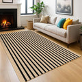 KOZYFLY 5x7 Ft Area Rug Striped Outdoor Rug Brown and Black Washable Indoor by KOZYFLY