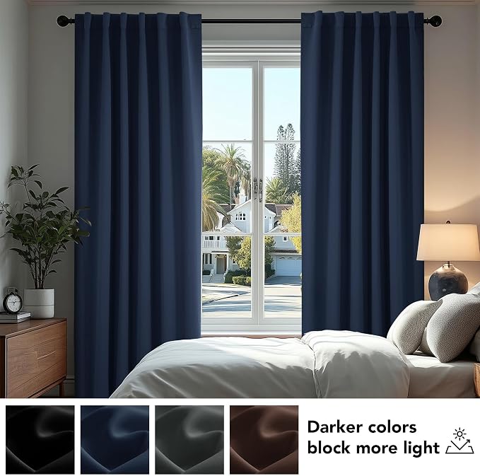 Deconovo Blackout Curtains, Thermal Insulated, W70 x L108 2 Panels, Back Tab - Image 4