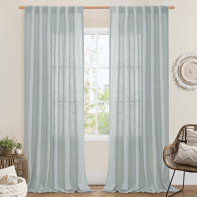 LAMIT Linen Curtains 108 Inches Long by LAMIT