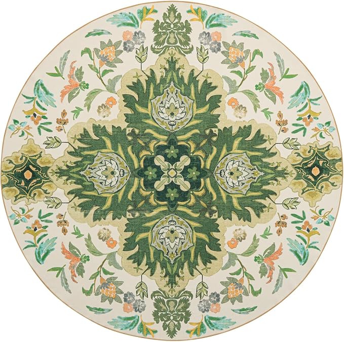 Phantoscope Washable Round Area Rug 6ft Non-Slip, Vintage Boho Rugs - Image 3