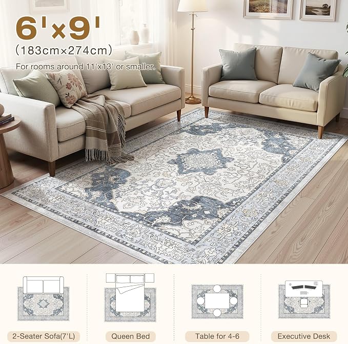 cotiled 6x9 Area Rugs Large Washable Rugs - Image 7