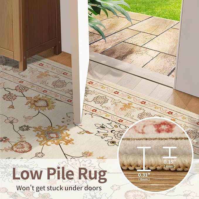 Rugxara Large 9X12 Rugs for Living Room Bedroom, Washable Rug, Vintage Boho - Image 8