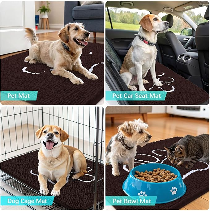 OLANLY Dog Door Mat for Muddy Paws 35x24, Paw Print Design, Absorbs Moisture - Image 7