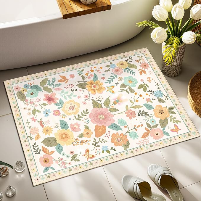 RELEANY Floral Nursery 2x3 Area Rugs Washable Print Boho Cute Carpet Non Slip - Image 6
