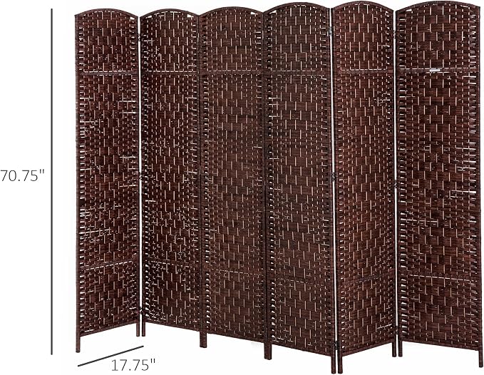 HOMCOM Room Divider 6 Panel, 6FT Tall Folding Privacy Screen, Freestanding - Image 7