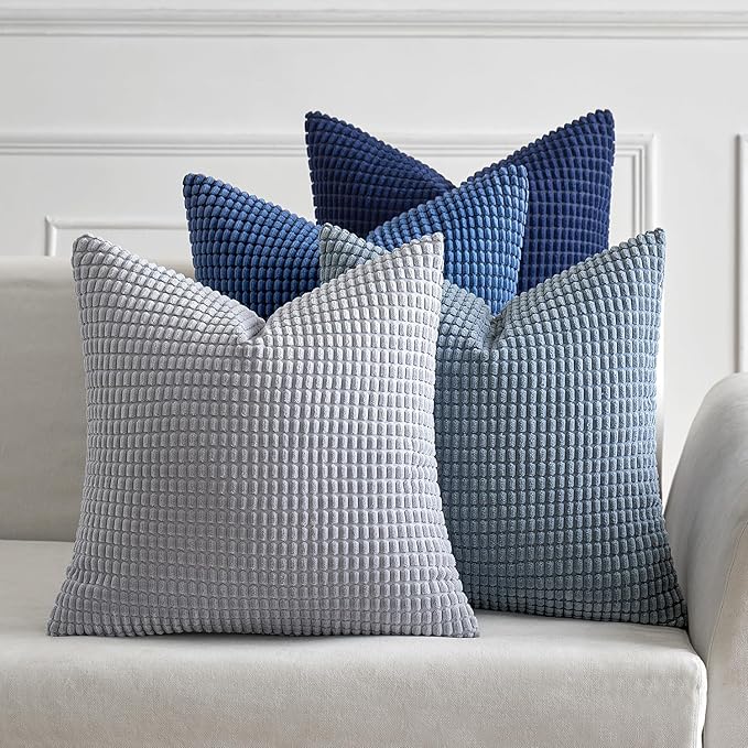 MIULEE Blue Decorative Euro Sham Pillow Covers 24x24 Inch Set of 4 Boho Western by MIULEE