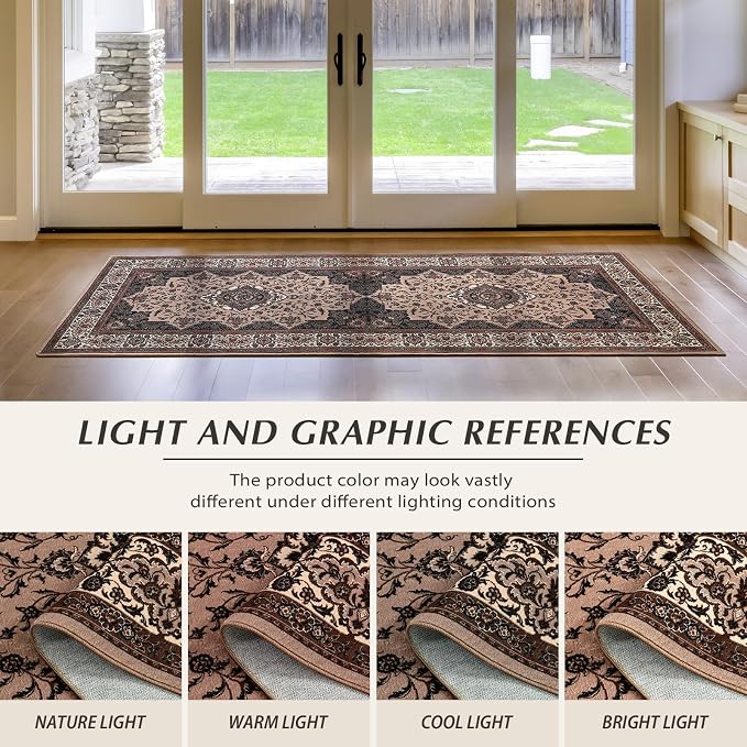 Runner Rug for Bedroom, 2x6Ft Machine Washable Area Rugs, Vintage Non-Slip Low - Image 5