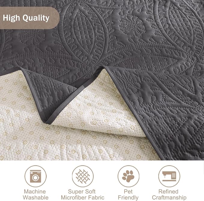 Water Repellent Gray Loveseat Cover - Image 6