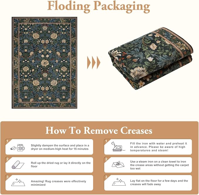 LIVEBOX Washable Runner Rug for Hallway 2'8" x 8', Floral Retro Kitchen Runner - Image 9