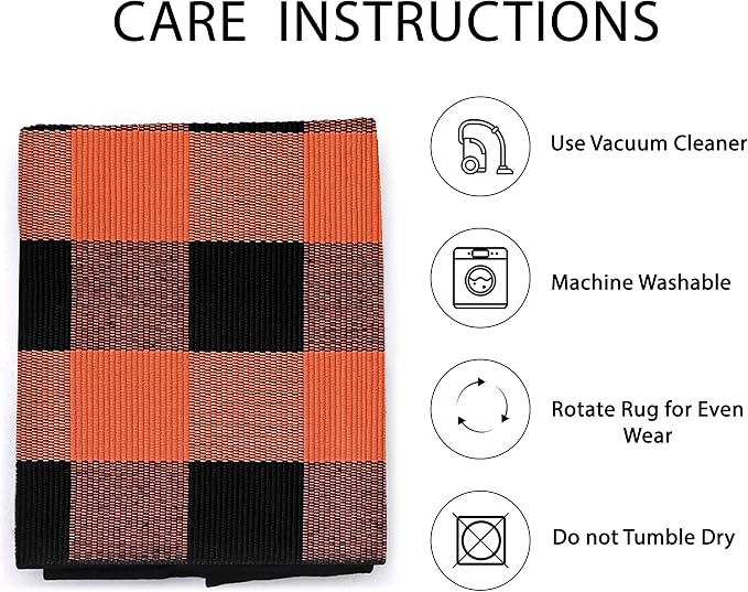 IOHOUZE Fall Buffalo Plaid Check Rug Outdoor Doormat 3x5 Ft Washable Woven - Image 5