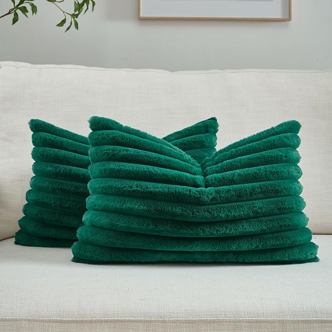 FUTEI Emerald Green Decorative Throw Pillow Covers Set of 2, 12x20 Inch Soft by FUTEI