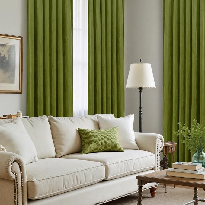 LAMIT Moss Green Velvet Curtains - Image 4