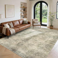 Vintage 8x10 Living Room Green Rugs, Washable Large Area Rugs by OHWPEAT