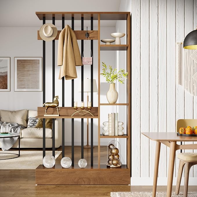 Tribesigns Wall Room Divider, Wood Freestanding Room Divider Bookcase - Image 2