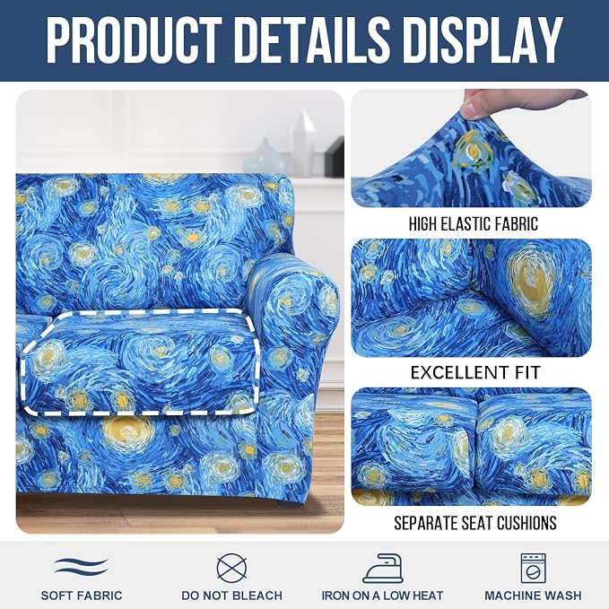 hyha Couch Cover, Loveseat Covers, Floral Pattern, 3 Pieces, Sofa Slipcovers - Image 4