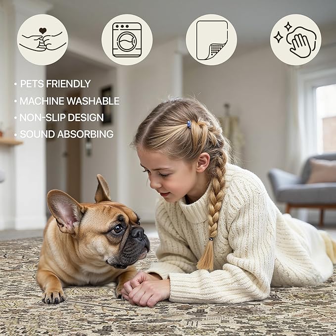 Bavni Area Rugs 5x7, Machine Washable Rugs - Image 6