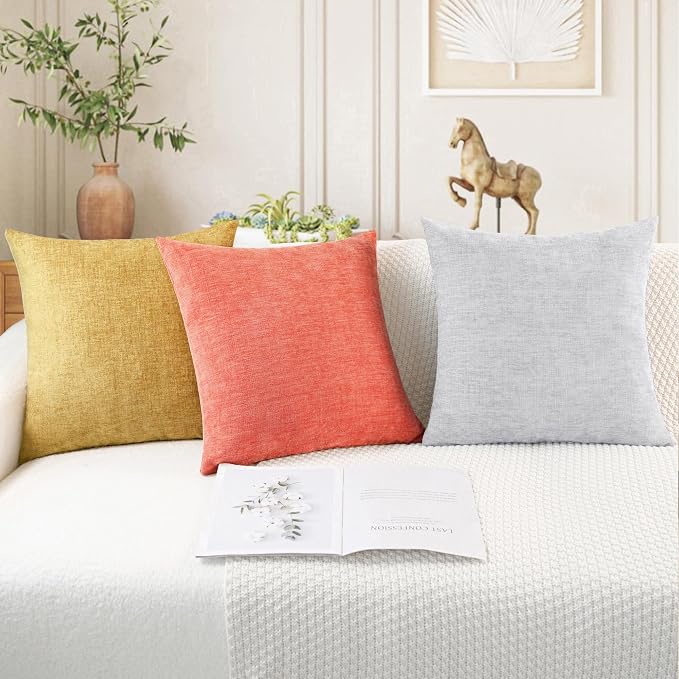 CaliTime Throw Pillow Covers Decorative 16 X 16 Inches Pack of 2 Cozy Chenille - Image 5