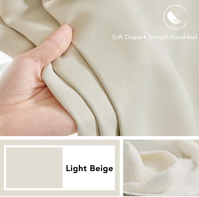 Deconovo Blackout Curtains, Thermal Insulated, W52 x L84 2 Panels, Back Tab - Image 7
