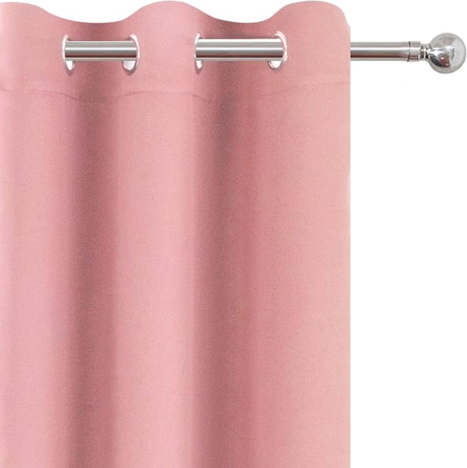 LEMOMO Baby Pink Blackout Curtains/42 x 63 Inch/Set of Two Panels Grommet - Image 6