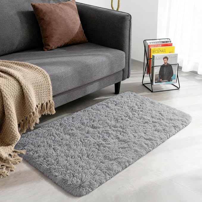 Merelax Fluffy Shaggy Small Area Rug, Mini Fuzzy Plush Throw Rug, Soft Non-Slip - Image 2