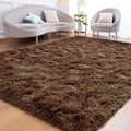 Goideal Fluffy Rug for Bedroom Living Room, 5x7 Brown Area Rugs, Faux Fur Shag by Goideal