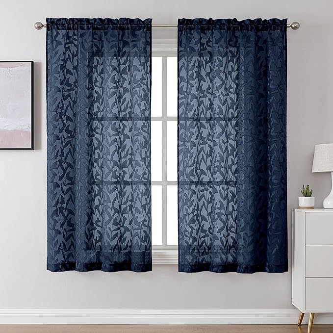 Lecloud Leia Navy Blue Sheer Curtains by Lecloud