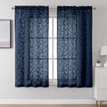 Lecloud Leia Navy Blue Sheer Curtains by Lecloud