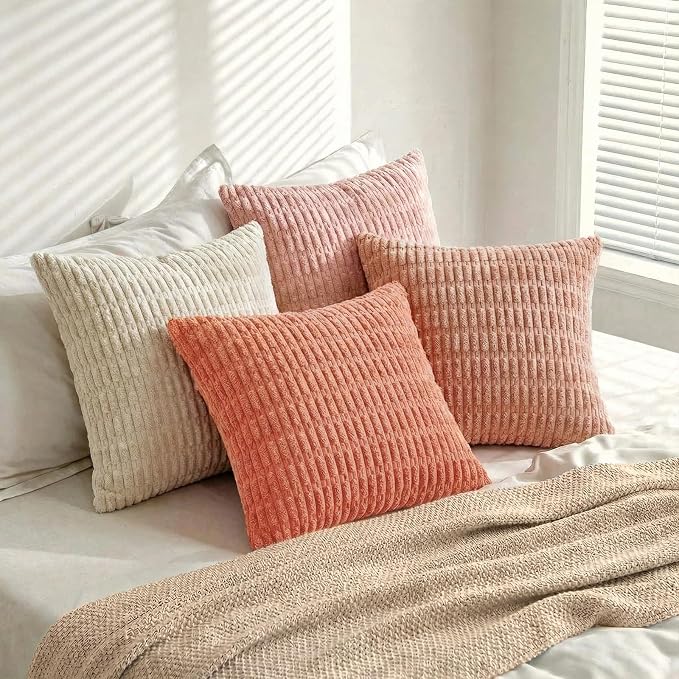 Fancy Homi 4 Packs Blush Pink Decorative Throw Pillow Covers 18x18 Inch - Image 8
