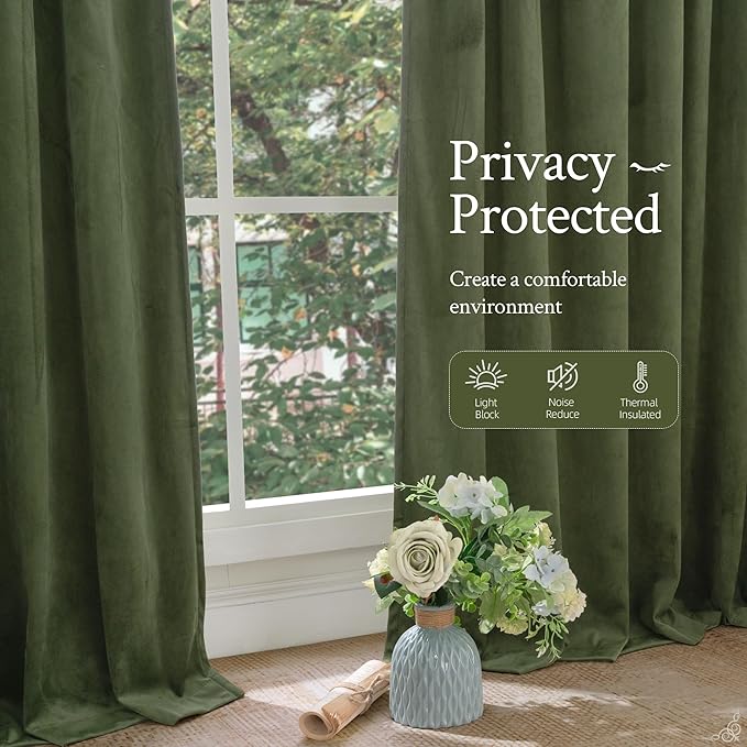 LAMIT Sage Green Velvet Curtains 96 Inches Long - Image 6