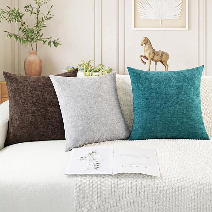 CaliTime Throw Pillow Covers Decorative 16 X 16 Inches Pack of 2 Cozy Chenille - Image 5