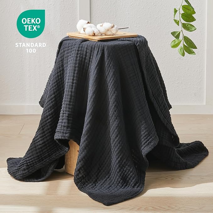 EMME Cotton Muslin King Blanket Bed Layering Breathable Gauze Blanket Soft - Image 4