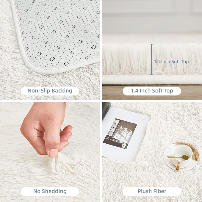Litanika 5x8 Shag Area Rug for Living Room Bedroom, Non-Shedding Modern Indoor - Image 5