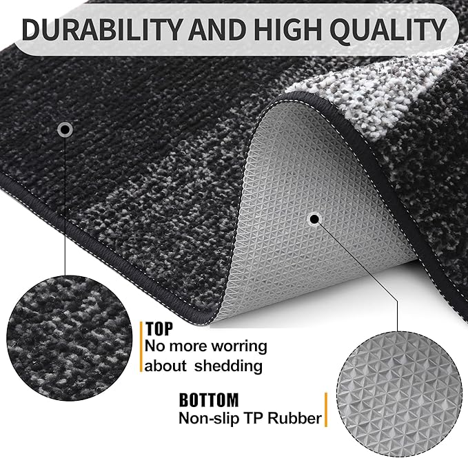 Kitinjoy Indoor Outdoor Door Mat, 59x36 Non-Slip Absorbent Dirt Trapper - Image 3