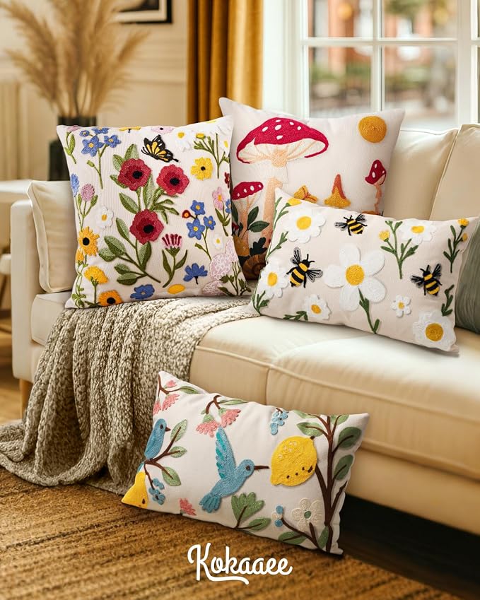 Embroidered Lumbar Pillow Cover 20x12 Inch - Image 6