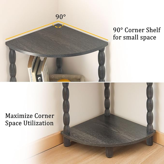 MaxSmeo Corner Shelf, 5-Tier Corner Bookshelf, Stylish Corner Storage Display - Image 6