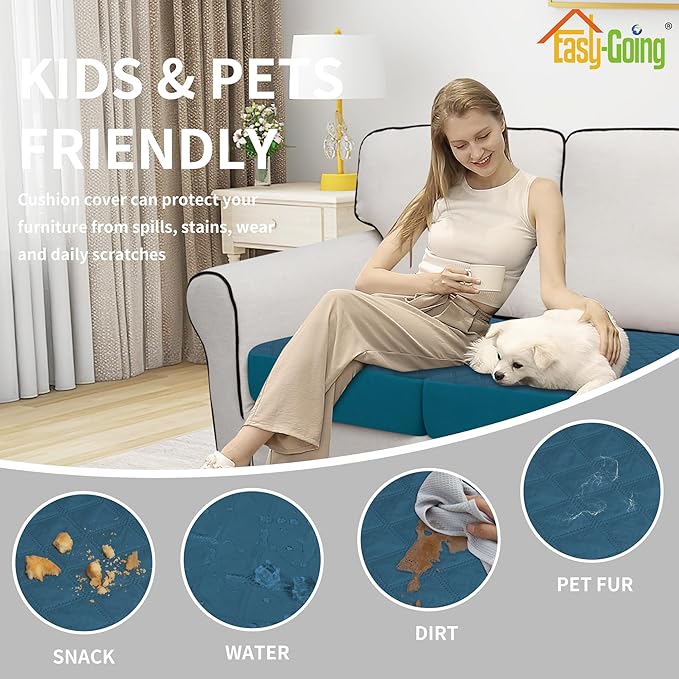 Easy-Going Waterproof Couch Cushion Covers, Non-Slip Leakproof Sofa Seat - Image 5