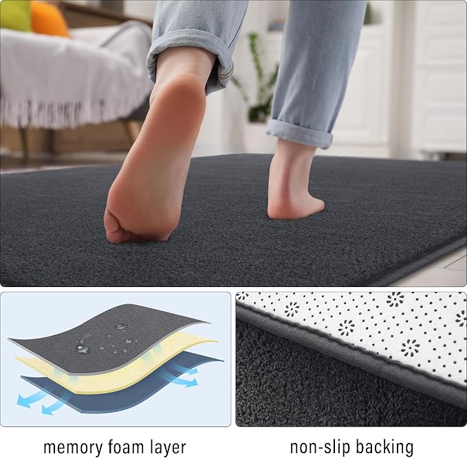 Soft Rugs for Living Room 4x6 Dark Grey, Minimalist Area Rug for Bedroom - Image 5