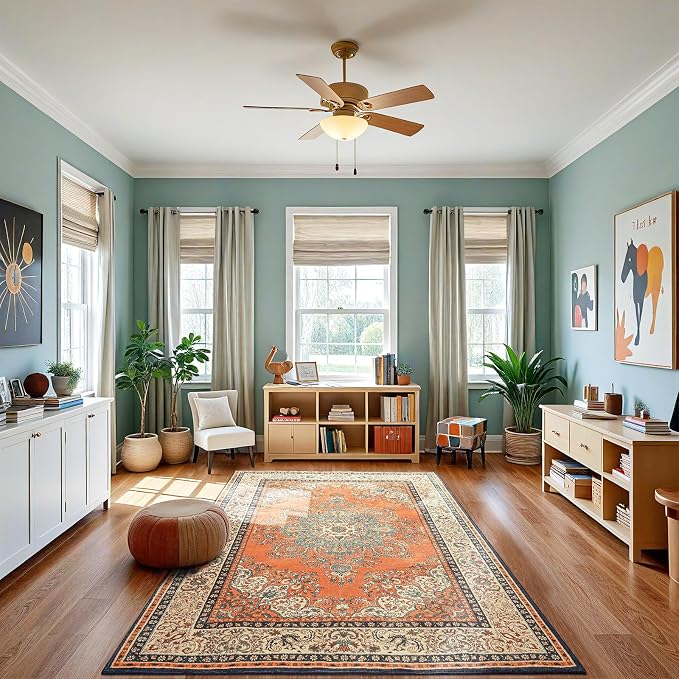 Area Rug for Bedroom, Non-Slip Vintage Area Rug, Machine Washable 4x6Ft Boho - Image 4