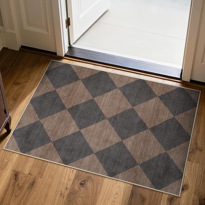 Beeiva Checkered Print 2x3 Samall Area Rugs by Beeiva