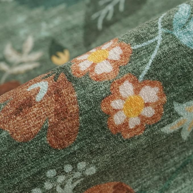 Washable 3x10 Hallway Runner Rug: Floral Scalloped Soft Runners - Image 5