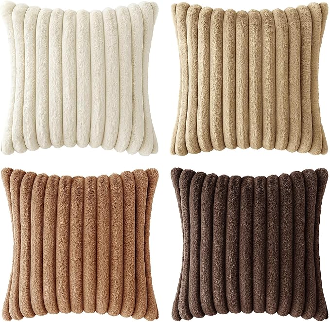 MIULEE Faux Fur Plush Decorative Throw Pillow Covers 18x18 Set of 4, Boho - Image 8