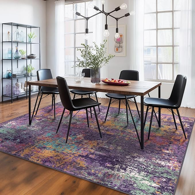 Washable Area Rugs 8'x10' Non-Slip Modern Abstract Soft - Image 2