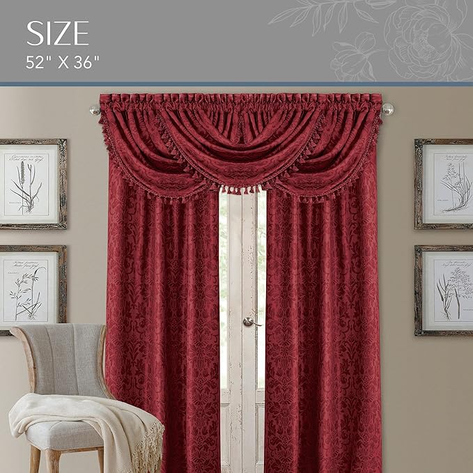 Elrene Home Fashions Antonia Floral Damask Waterfall Window Valance - Image 3