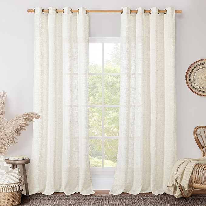 LAMIT Living Room Linen Curtains 90 Inch by LAMIT