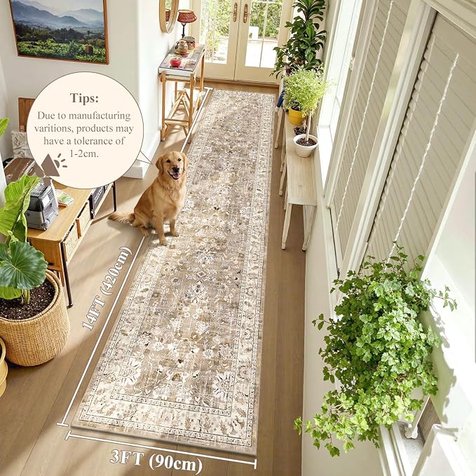 LOKHOM Washable Runner Rug, 3x14 Non-Slip Vintage Kitchen Runner Rug - Image 2